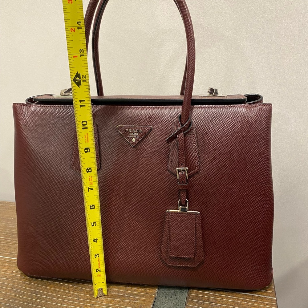 Prada Burgundy Saffiano Turnlock Tote